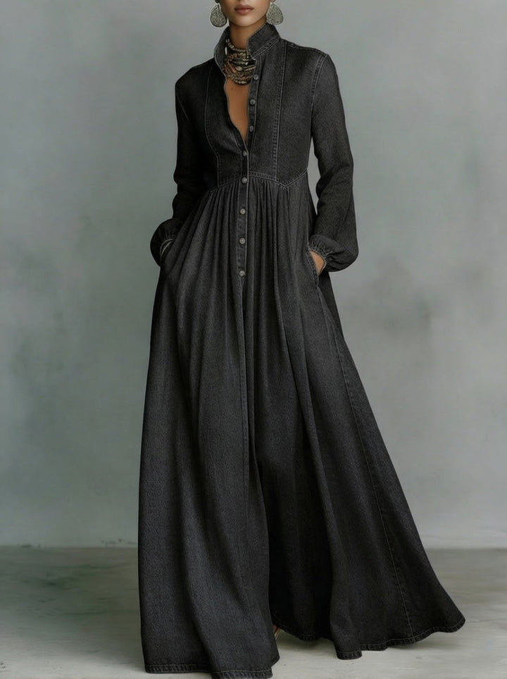 Elegant and romantic denim maxi skirt