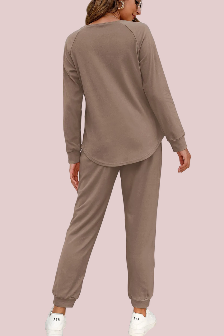 Women's Casual Button Sports Two-Piece Suit with Pockets