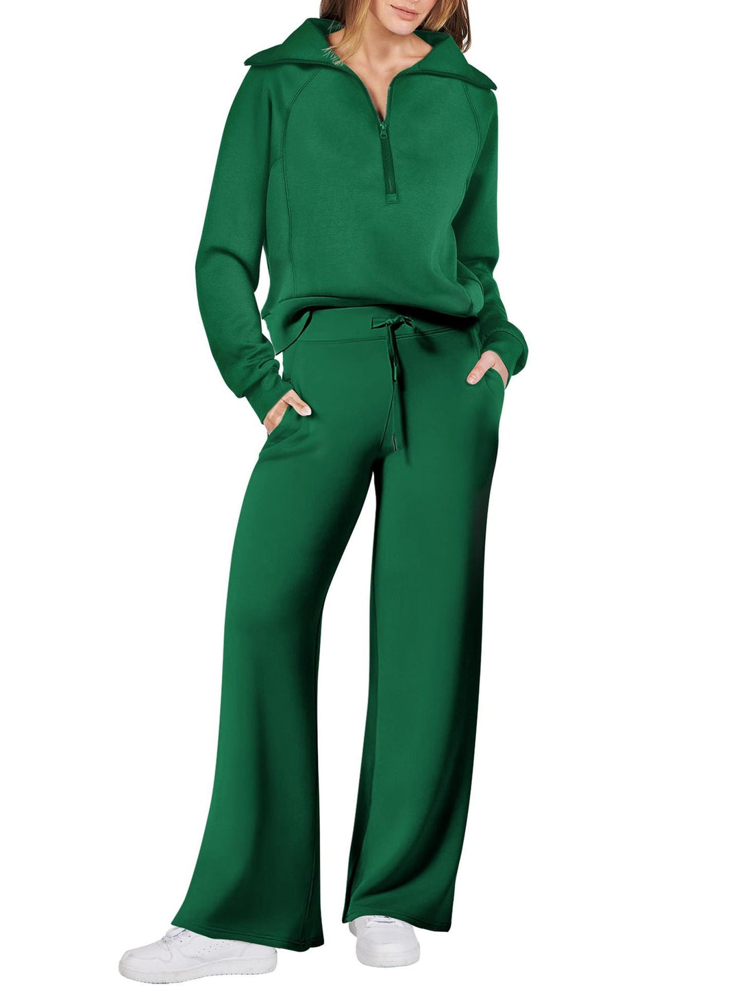 Women's Navy Collar Half Zip Suit