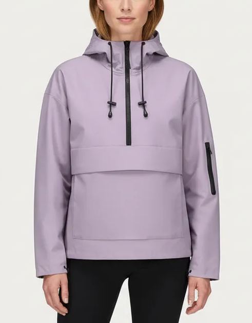 Fleece-lined Hooded Rain Jacket With Kangaroo Pocket (Buy 2 Free Shipping)