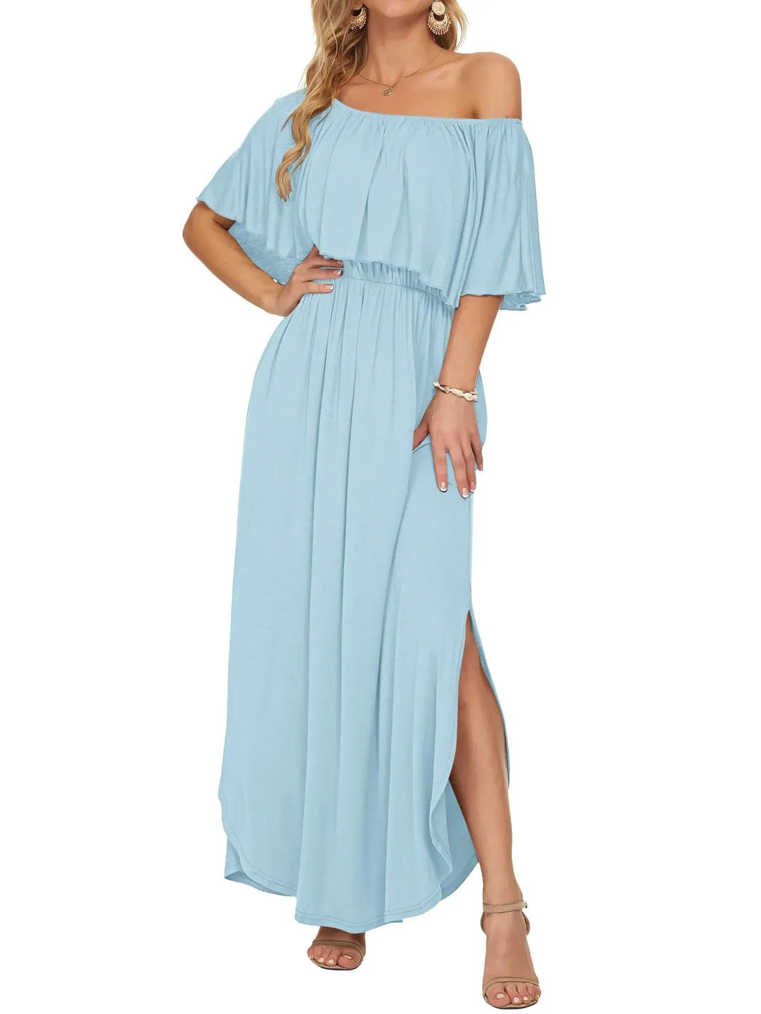 Women's Summer Floral Off-the-Shoulder Maxi Dress