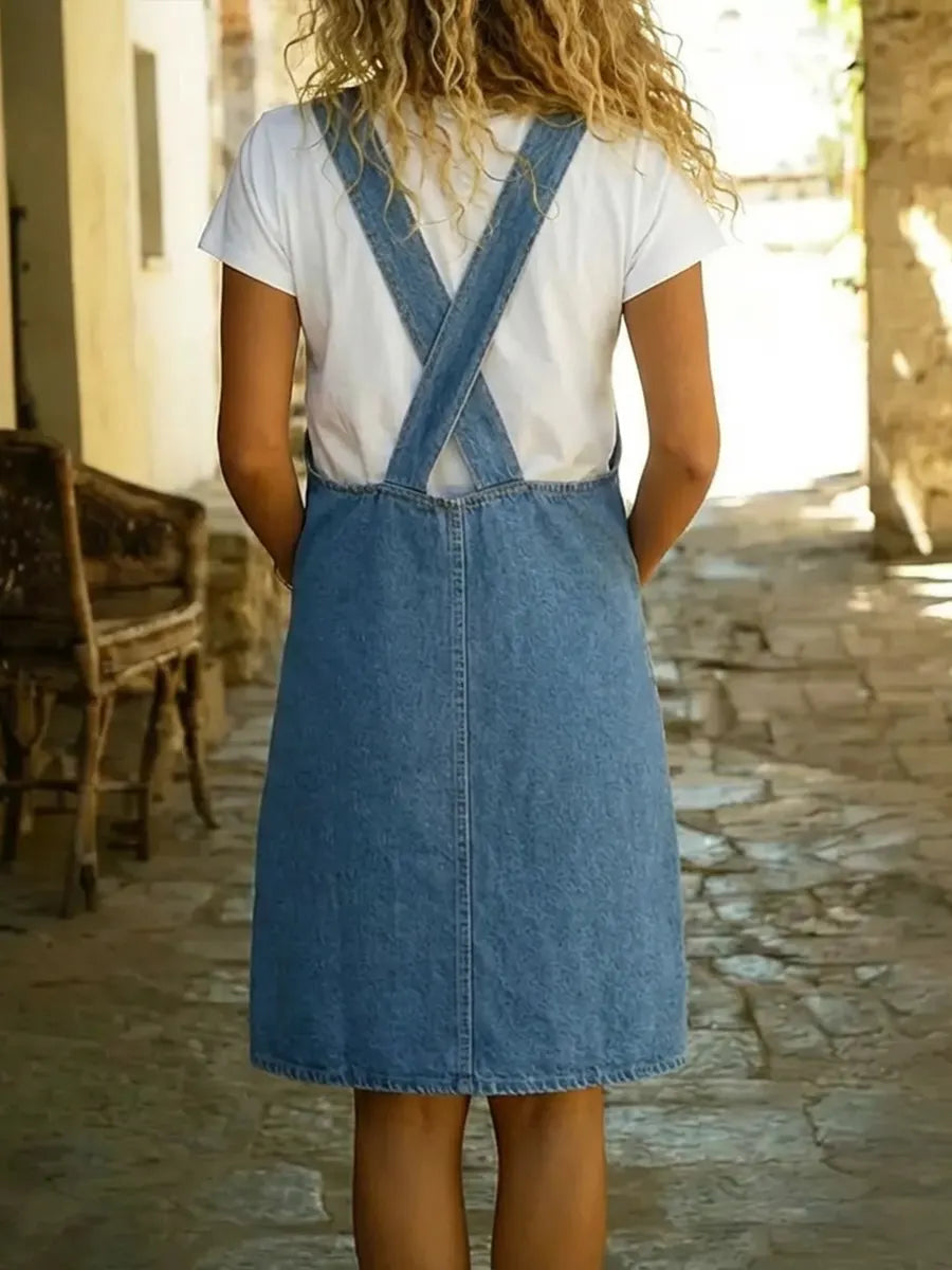 Women's Casual Denim Cotton Sleeveless Mini Dress