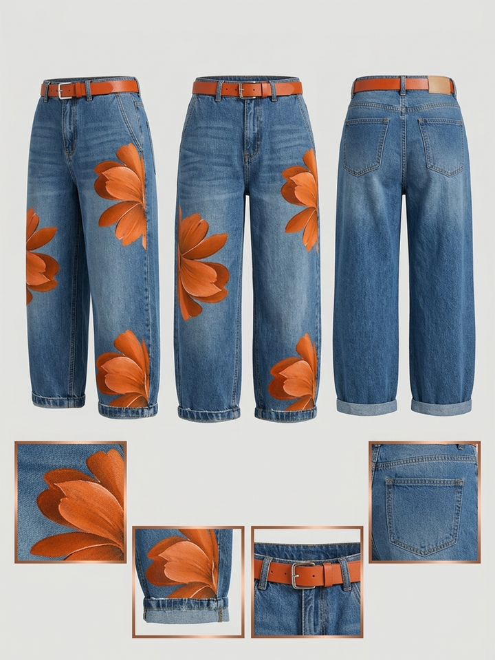 Casual Artistic-print Jeans