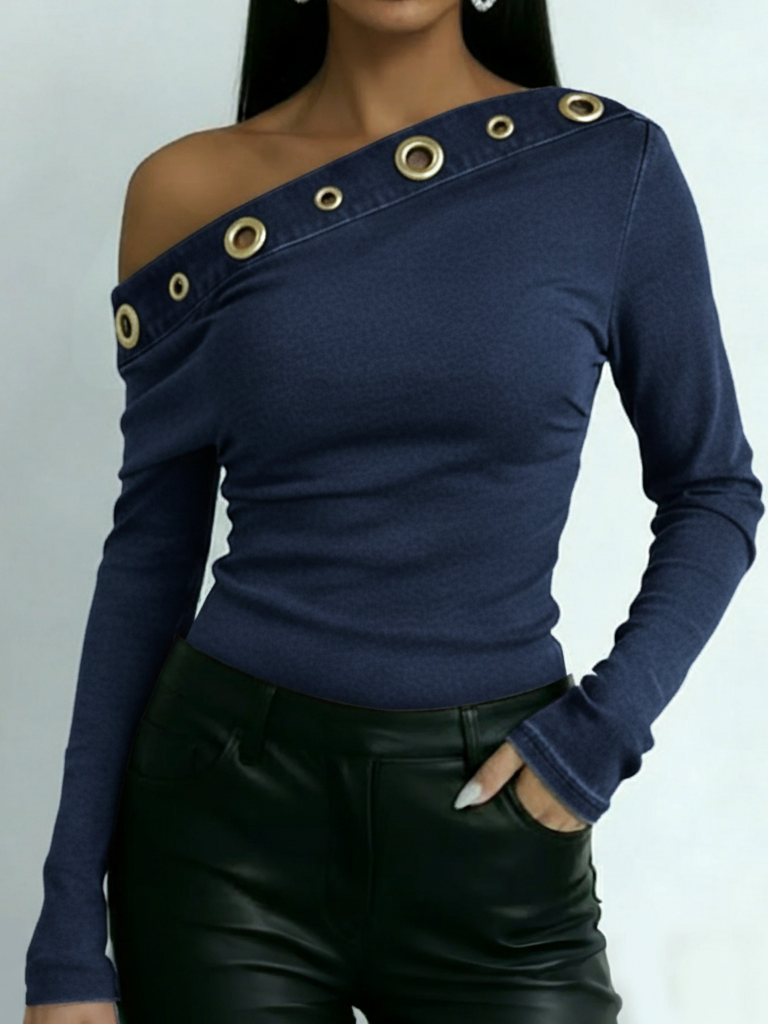 Casual And Sexy Off-the-shoulder Denim Top